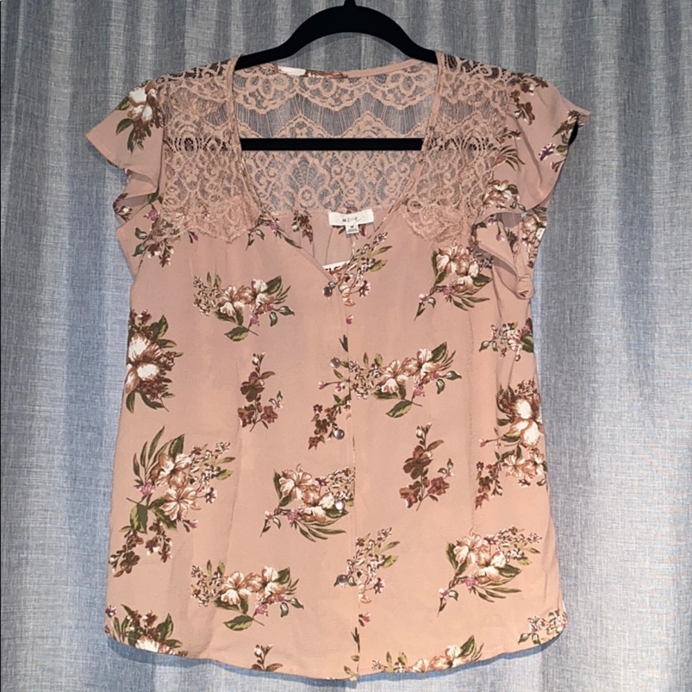 NWT Mauve button-up floral blouse